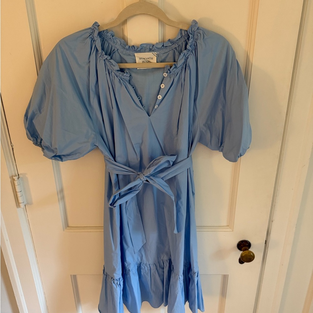 Tuckernuck Light Blue Puff-Sleeve Mini Dress